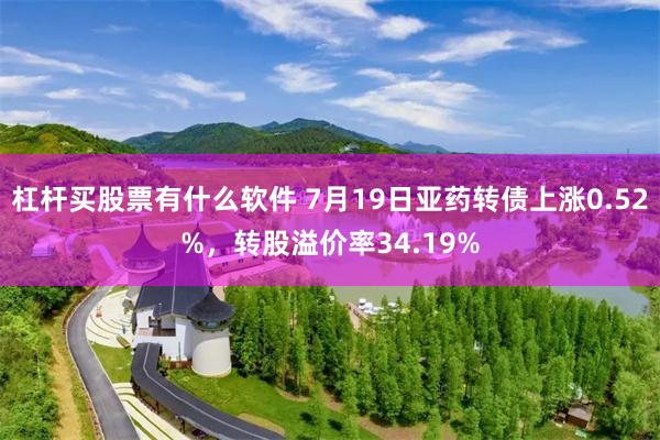 杠杆买股票有什么软件 7月19日亚药转债上涨0.52%，转股溢价率34.19%