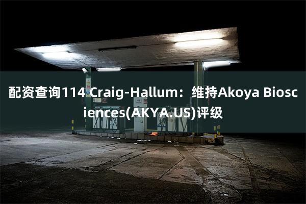 配资查询114 Craig-Hallum：维持Akoya Biosciences(AKYA.US)评级