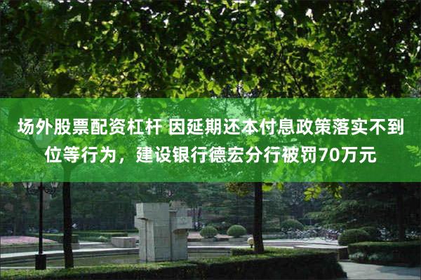 场外股票配资杠杆 因延期还本付息政策落实不到位等行为，建设银行德宏分行被罚70万元