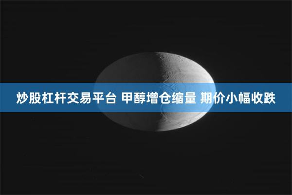 炒股杠杆交易平台 甲醇增仓缩量 期价小幅收跌